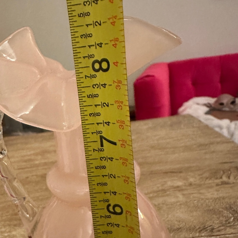 Rose Pink Ruffled Edge Pitcher Vase With Handle - Picture 7 of 8